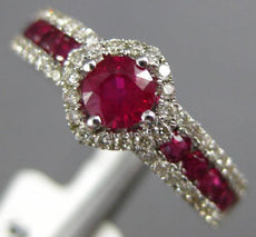 1.02CT DIAMOND & AAA RUBY 14K WHITE GOLD 3D ROUND SQUARE FRIENDSHIP PROMISE RING
