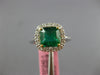 ESTATE 1.91CT DIAMOND & AAA EMERALD 18KT 2 TONE GOLD SQUARE HALO ENGAGEMENT RING