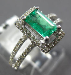 .91CT DIAMOND & AAA EMERALD 14K5 WHITE GOLD 3D EMERALD CUT HALO ENGAGEMENT RING