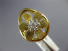 ESTATE WIDE .19CT DIAMOND 18KT WHITE & YELLOW GOLD 3D FLOWER TEAR DROP FUN RING