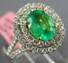 1.69CT DIAMOND & AAA EMERALD 18KT 2 TONE GOLD OVAL DOUBLE HALO ENGAGEMENT RING