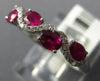 ESTATE 1.03CT DIAMOND & AAA RUBY 14KT WHITE GOLD 3D ROUND & OVAL SWIRL FUN RING