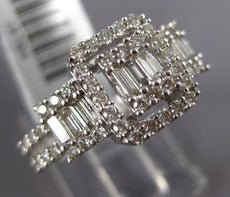 .91CT DIAMOND 14KT WHITE GOLD ROUND & BAGUETTE CLUSTER SQUARE ANNIVERSARY RING