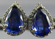 ESTATE 1.77CT ROUND DIAMOND & AAA TANZANITE 14KT WHITE GOLD HALO STUD EARRINGS