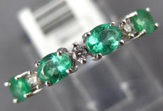 1.2CT DIAMOND & AAA EMERALD 14K WHITE GOLD OVAL & ROUND 7 STONE ANNIVERSARY RING