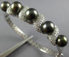 ESTATE LARGE 1.51CT DIAMOND & AAA TAHITIAN PEARL 14KT WHITE GOLD BANGLE BRACELET