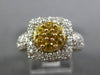 1.16CT DIAMOND & AAA YELLOW SAPPHIRE 14KT YELLOW GOLD CLUSTER FLOWER SQUARE RING