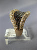 ESTATE WIDE 1.43CT WHITE & ORANGE DIAMOND 18K ROSE GOLD MULTI ROW SWIRL FUN RING