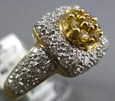 1.16CT DIAMOND & AAA YELLOW SAPPHIRE 14KT YELLOW GOLD CLUSTER FLOWER SQUARE RING