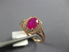 ESTATE WIDE 1.0CT DIAMOND & AAA RUBY 14KT ROSE GOLD 3D OVAL HALO ENGAGEMENT RING
