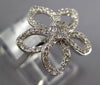 ESTATE .40CT DIAMOND 14KT WHITE GOLD 3D CLASSIC ROUND FLOWER LOVE RING