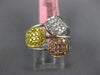 WIDE .62CT WHITE CANARY & PINK DIAMOND 18KT TRI COLOR GOLD MULTI SQUARE FUN RING