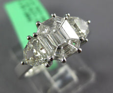 1.28CT DIAMOND 18KT WHITE GOLD MOON CUT & BAGUETTE 3 STONE LOOK ENGAGEMENT RING