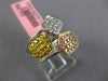 WIDE .62CT WHITE CANARY & PINK DIAMOND 18KT TRI COLOR GOLD MULTI SQUARE FUN RING
