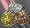 WIDE .62CT WHITE CANARY & PINK DIAMOND 18KT TRI COLOR GOLD MULTI SQUARE FUN RING
