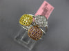 WIDE .62CT WHITE CANARY & PINK DIAMOND 18KT TRI COLOR GOLD MULTI SQUARE FUN RING