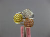 WIDE .62CT WHITE CANARY & PINK DIAMOND 18KT TRI COLOR GOLD MULTI SQUARE FUN RING