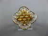 LARGE 1.24CT DIAMOND & AAA YELLOW SAPPHIRE 14KT YELLOW GOLD 3D FLOWER FUN RING