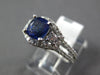 1.59CT DIAMOND & AAA SAPPHIRE 14K WHITE GOLD CUSHION CUT 3 STONE ENGAGEMENT RING