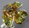 LARGE 1.10CT WHITE & MOCHA DIAMOND & AAA MULTI GEM 18K YELLOW GOLD FROG FUN RING