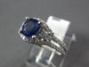 1.59CT DIAMOND & AAA SAPPHIRE 14K WHITE GOLD CUSHION CUT 3 STONE ENGAGEMENT RING