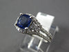 1.59CT DIAMOND & AAA SAPPHIRE 14K WHITE GOLD CUSHION CUT 3 STONE ENGAGEMENT RING