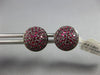 ESTATE .99CT AAA RUBY 18K WHITE GOLD 3D MULTI ROW ROUND DOME SHAPE STUD EARRINGS