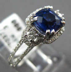 1.45CT DIAMOND & AAA SAPPHIRE 14K WHITE GOLD 3D CUSHION FILIGREE ENGAGEMENT RING