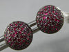 ESTATE .99CT AAA RUBY 18K WHITE GOLD 3D MULTI ROW ROUND DOME SHAPE STUD EARRINGS