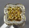 LARGE 1.24CT DIAMOND & AAA YELLOW SAPPHIRE 14KT YELLOW GOLD 3D FLOWER FUN RING