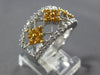 1.43CT DIAMOND & AAA YELLOW SAPPHIRE 14KT WHITE GOLD 3D FLOWER ANNIVERSARY RING
