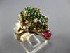 LARGE 1.87CT DIAMOND & AAA RUBY & TSAVORITE 14KT ROSE GOLD HAPPY LUCKY FROG RING