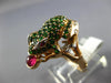 LARGE 1.87CT DIAMOND & AAA RUBY & TSAVORITE 14KT ROSE GOLD HAPPY LUCKY FROG RING