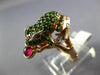 LARGE 1.87CT DIAMOND & AAA RUBY & TSAVORITE 14KT ROSE GOLD HAPPY LUCKY FROG RING