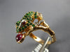 LARGE 1.87CT DIAMOND & AAA RUBY & TSAVORITE 14KT ROSE GOLD HAPPY LUCKY FROG RING