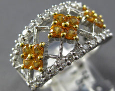 1.43CT DIAMOND & AAA YELLOW SAPPHIRE 14KT WHITE GOLD 3D FLOWER ANNIVERSARY RING