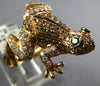 EXTRA LARGE 1.26CT WHITE & CANARY DIAMOND & TSAVORITE 18KT ROSE GOLD FROG RING