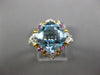 4.61CT DIAMOND & AAA BLUE TOPAZ & PINK SAPPHIRE 14KT 2 TONE GOLD FLOWER FUN RING
