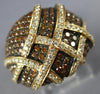 LARGE 1.79CT WHITE & ORANGE DIAMOND 18K ROSE GOLD MULTI ROW CRISS CROSS FUN RING
