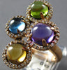 LARGE 5.70CT DIAMOND & AAA CABOCHON MULTI GEM 14KT ROSE GOLD CIRCULAR FUN RING