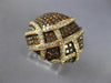 LARGE 1.79CT WHITE & ORANGE DIAMOND 18K ROSE GOLD MULTI ROW CRISS CROSS FUN RING