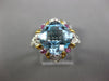 4.61CT DIAMOND & AAA BLUE TOPAZ & PINK SAPPHIRE 14KT 2 TONE GOLD FLOWER FUN RING