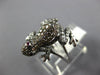 EXTRA LARGE .78CT WHITE & MOCHA DIAMOND & RUBY 14KT WHITE GOLD HAPPY FROG RING