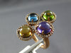 LARGE 5.70CT DIAMOND & AAA CABOCHON MULTI GEM 14KT ROSE GOLD CIRCULAR FUN RING