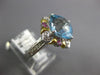 4.61CT DIAMOND & AAA BLUE TOPAZ & PINK SAPPHIRE 14KT 2 TONE GOLD FLOWER FUN RING