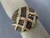 LARGE 1.79CT WHITE & ORANGE DIAMOND 18K ROSE GOLD MULTI ROW CRISS CROSS FUN RING