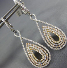 LARGE 1.74CT DIAMOND 18KT TRI COLOR GOLD 3D TEAR DROP INFINITY HANGING EARRINGS