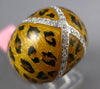 ESTATE LARGE .50CT DIAMOND & ENAMEL 14K WHITE GOLD PANTHER X DOME SHAPE FUN RING
