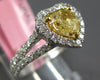 1.72CT WHITE & FANCY YELLOW DIAMOND 18K 2 TONE GOLD HEART SHAPE ENGAGEMENT RING