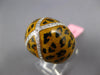 ESTATE LARGE .50CT DIAMOND & ENAMEL 14K WHITE GOLD PANTHER X DOME SHAPE FUN RING